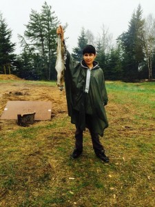 Josh shows us his catch of the day.